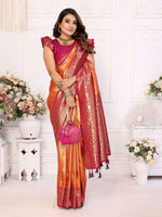 Thumbnail for Aastha Fashion Orange Tissue Silk Weaving Saree - Distacart