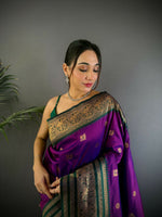 Thumbnail for Joban Fashion Banarasi Magenta Woven Soft Silk Saree