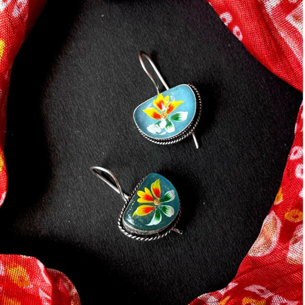 Joban Fashion Women Sky Blue Hand Painted Monalisa Stone Earring - Distacart