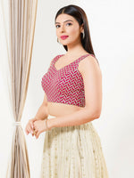 Thumbnail for Joban Fashion Pink Silk Padded Blouse With Sweetheart Neck Sleeveless - Distacart