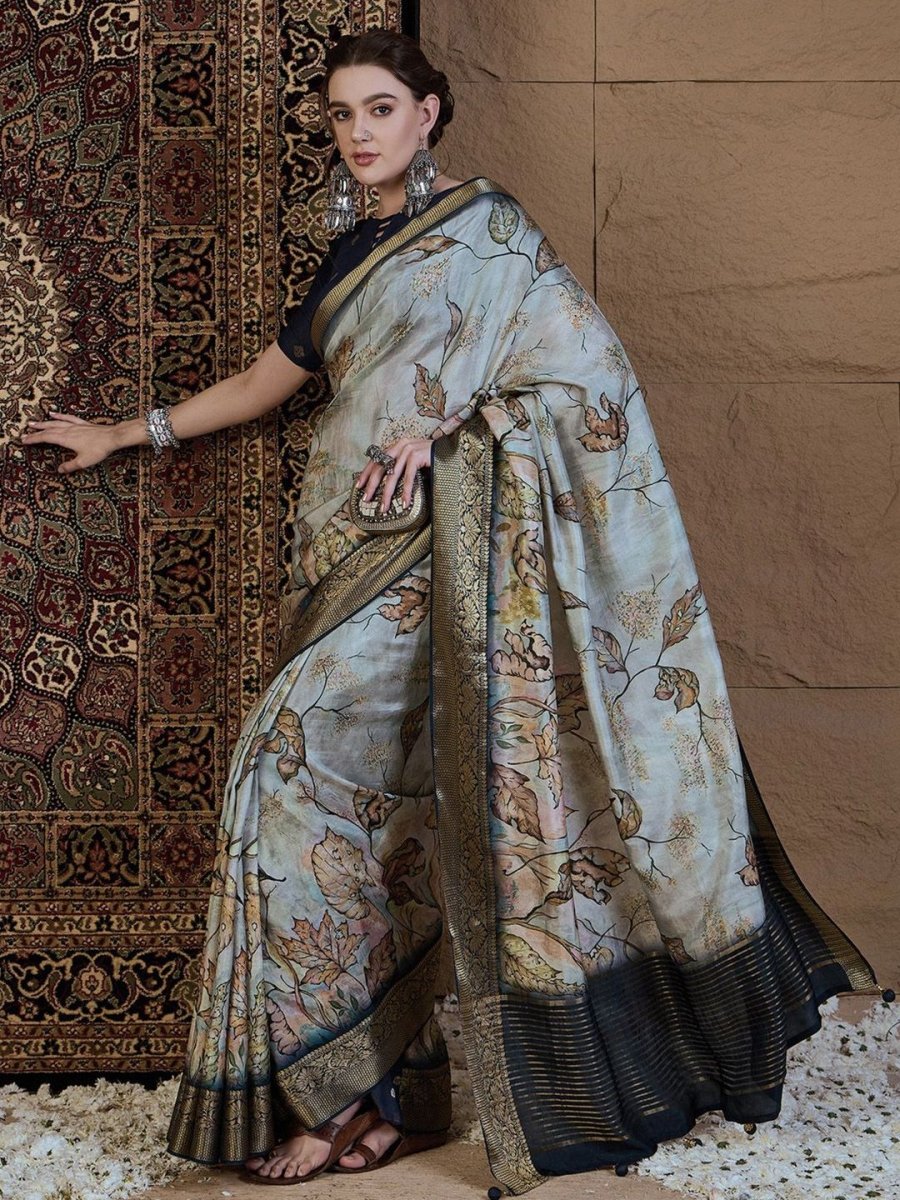 Anouk Floral Zari Silk Blend Sungudi Saree - Distacart