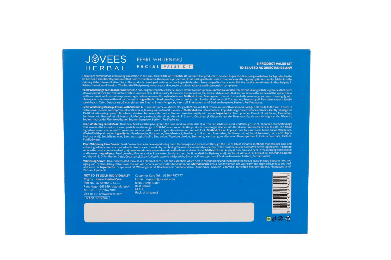 Jovees Pearl Whitening Facial Kit - Distacart