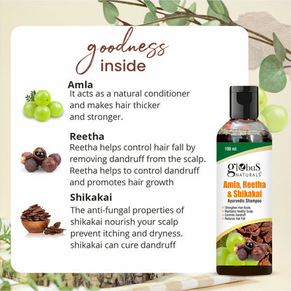 Globus Naturals Amla Reetha Shikakai Shampoo - Distacart