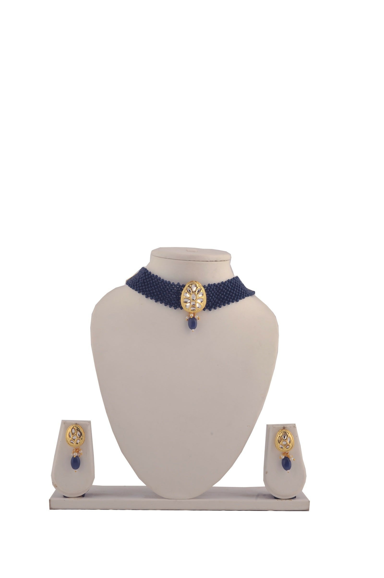 Joban Fashion Women Golden White Blue Necklace Set