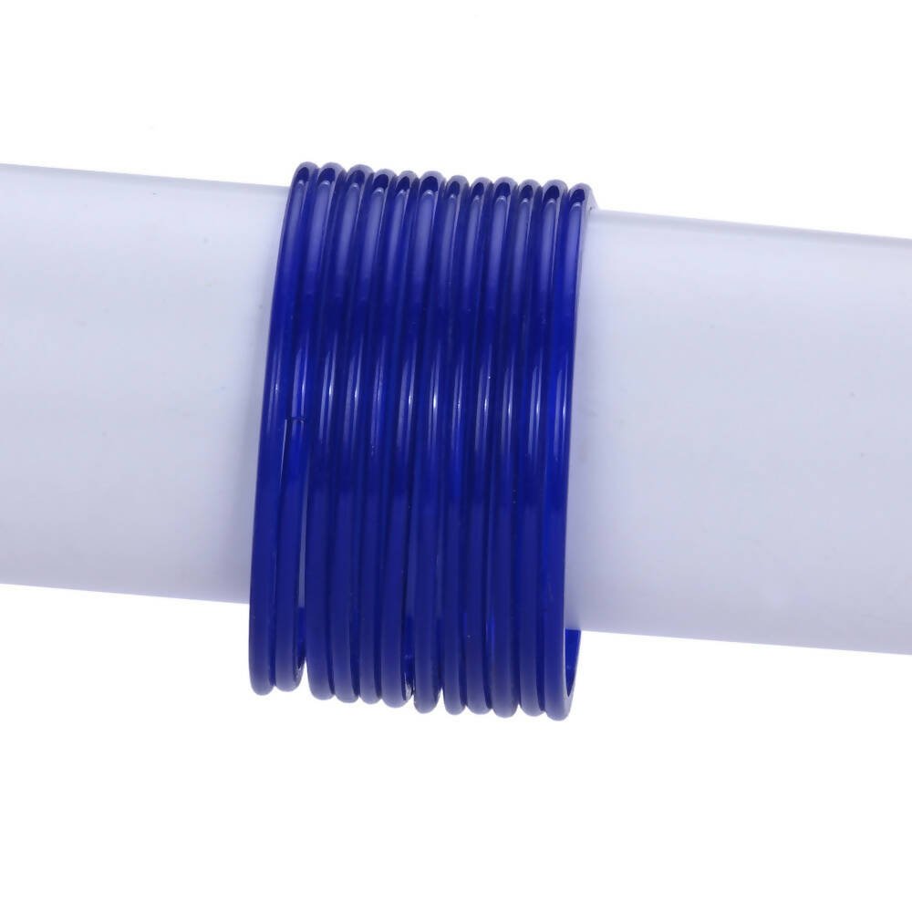 Afast Shining Blue Glass Party, Wedding, Daily Use Bangle Set, Pack Of 12 - Distacart