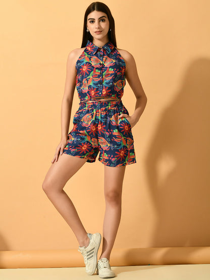 Myshka Women's Multi Printed Top With Shorts - Distacart