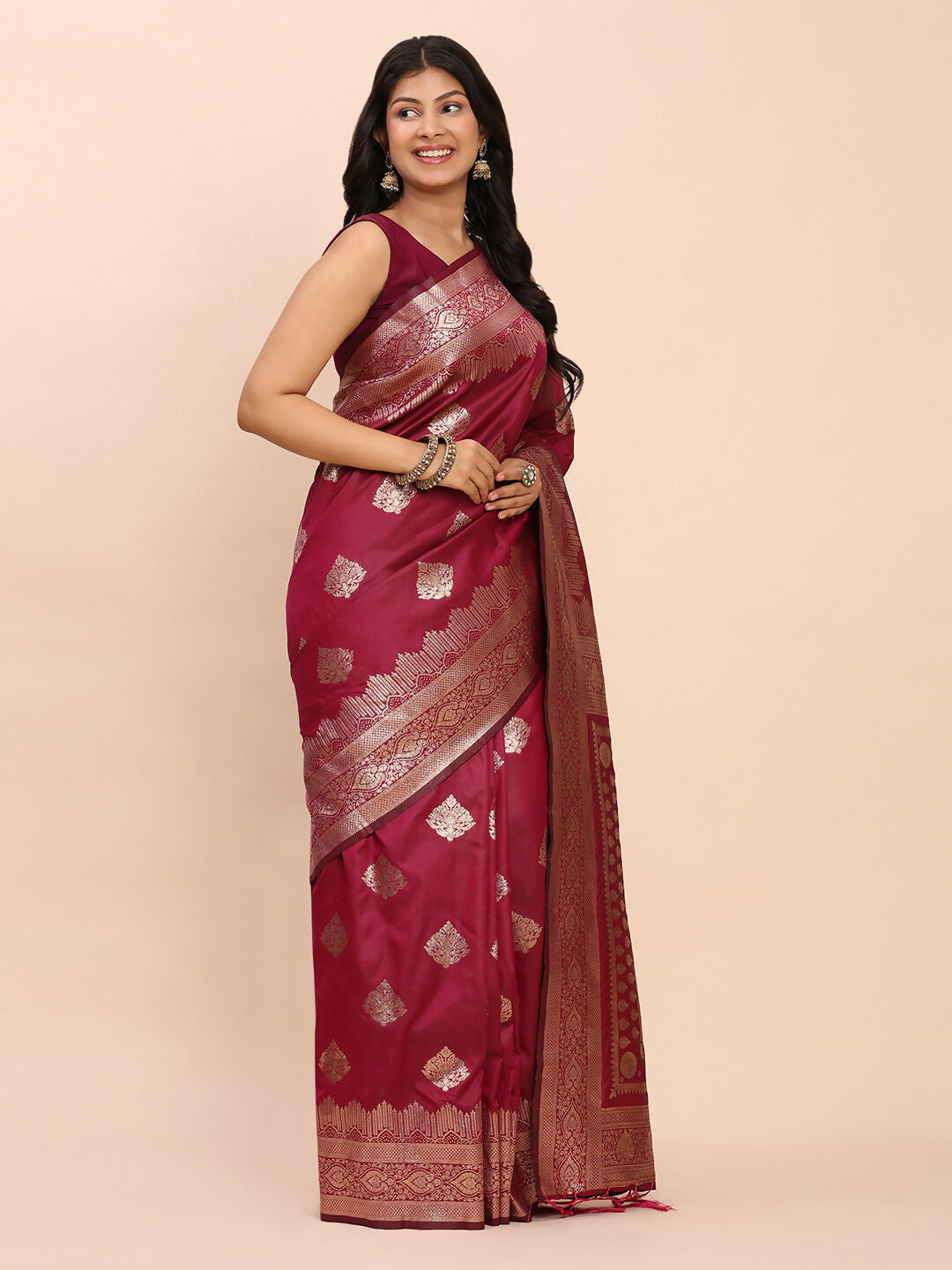 Astita Banarasi Silk Magenta Saree