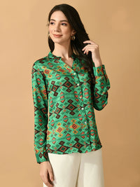 Thumbnail for Myshka Women's Multi Satin Printed Smart Shirt - Distacart