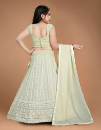 Thumbnail for Wedding Designer Light Pista Heavy Fox Georgette Kidswear Lehenga - Aaradhna - Distacart