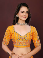 Thumbnail for Ai Fashion Yellow Georgette Digital Print Party Wear Saree