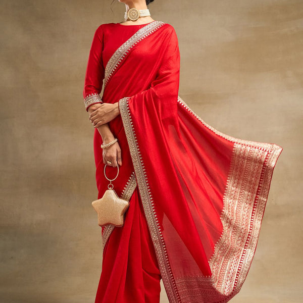 kasee Solid Embroidered Pure Silk Saree - Distacart