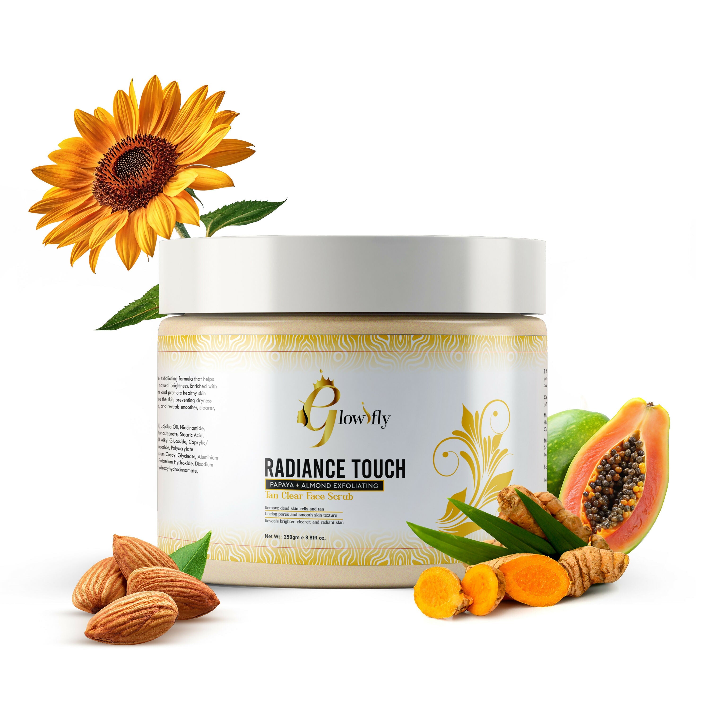 Glowifly Radiance Touch Tan Clear Face Exfoliating Scrub - Papaya Scrub for Face - Distacart