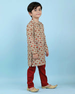 Thumbnail for Joban Fashion Kids Island Cotton Full Sleeves Printed Kurta and Pyjama- Maroon - Distacart