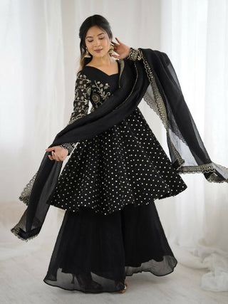 Teeya Creation Black Color Embroidery Work Wedding Wear Salwar Suit