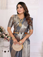 Thumbnail for Aastha Fashion Grey Soft Organza Silk Weaving Saree - Distacart