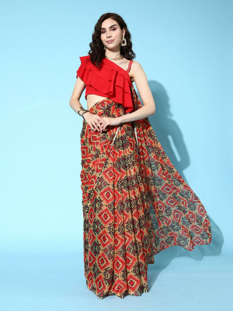 Ahalyaa Women's Traditional wear Saree - Red - Distacart