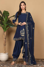 Thumbnail for Joban Fashion Navy Blue Georgette Kurta Set