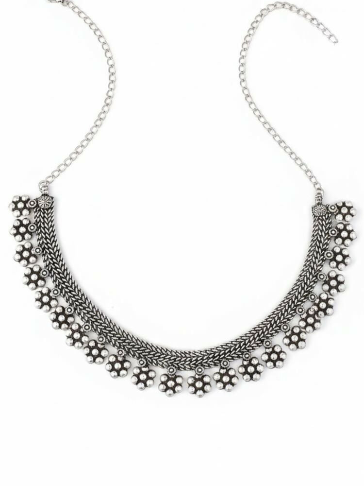 NVR Women Oxidised Silver Beaded Necklace - Distacart