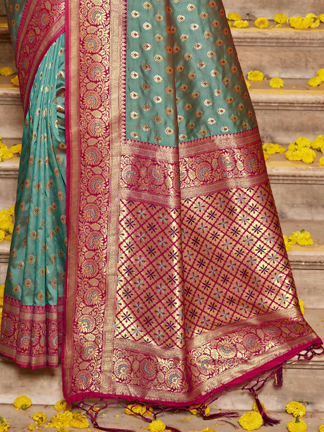 Astita Banarasi Silk Sea Green Saree