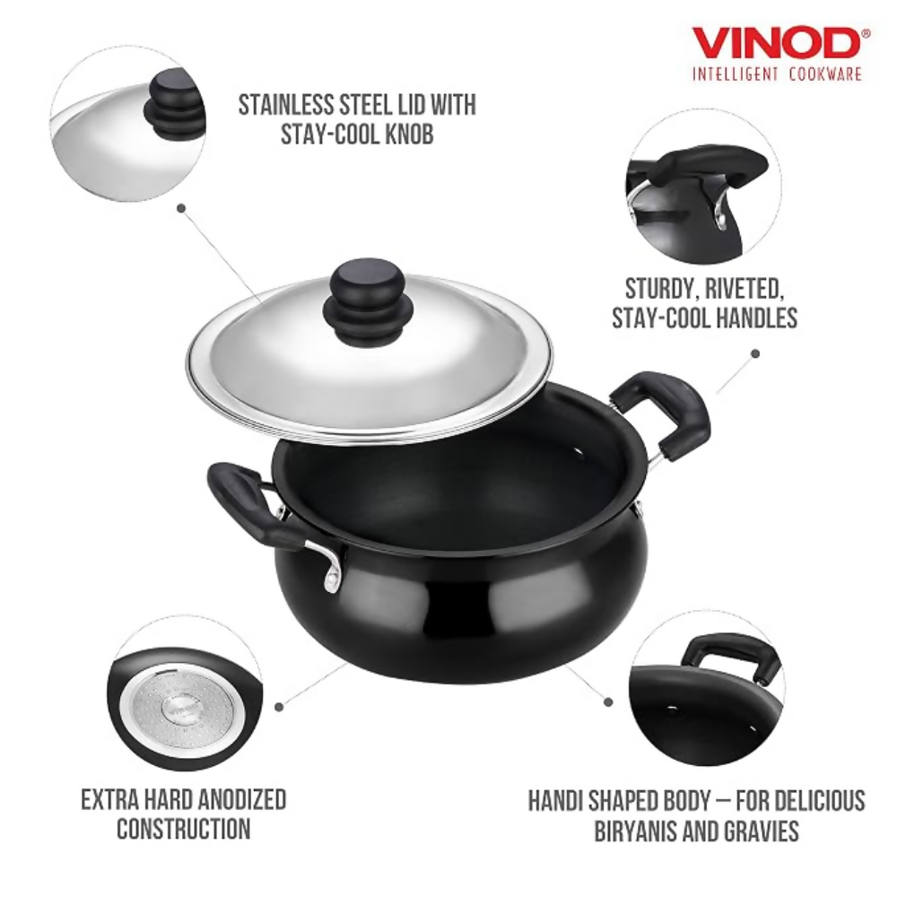 Vinod Hard Anodized Handi–Stainless Steel Lid–Mini - Dista