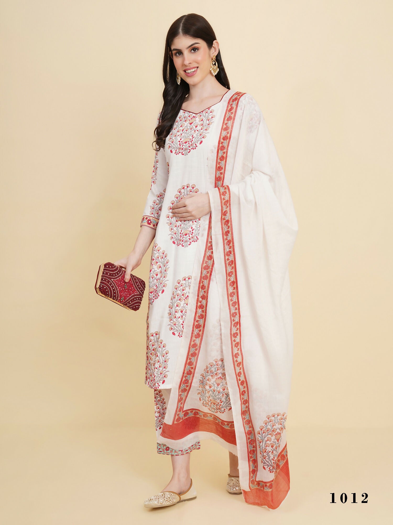 Designer Stylish White cotton Stitched Suit With Dupatta - Tanisha - Distacart