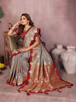 Thumbnail for Aastha Fashion Grey Silk Sarees Weaving Saree - Distacart