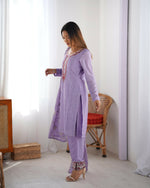 Thumbnail for Joban Fashion Light Purple Kurta set with Pant Chinon silk Thread with Sequins work