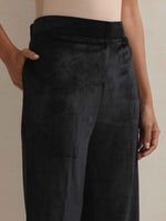 Thumbnail for trueBrowns Black Velvet Floral Embroidered Kurta Pant Dupatta Set