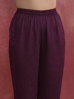 Thumbnail for trueBrowns Purple Modal Pleated Kurta Set - Distacart