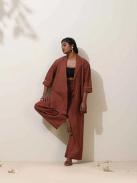 Thumbnail for trueBrowns Brown Cotton Linen Co-Ord Set