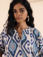 Thumbnail for trueBrowns Blue Cotton Ikat Kaftan Co-ord Set - Distacart