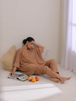 Thumbnail for trueBrowns Beige Dobby Boxy Fit High-Low Co-Ord Set - Distacart