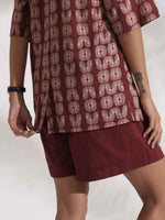 Thumbnail for trueBrowns Brown Cotton Print Jacket Top & Short Co-ord Set