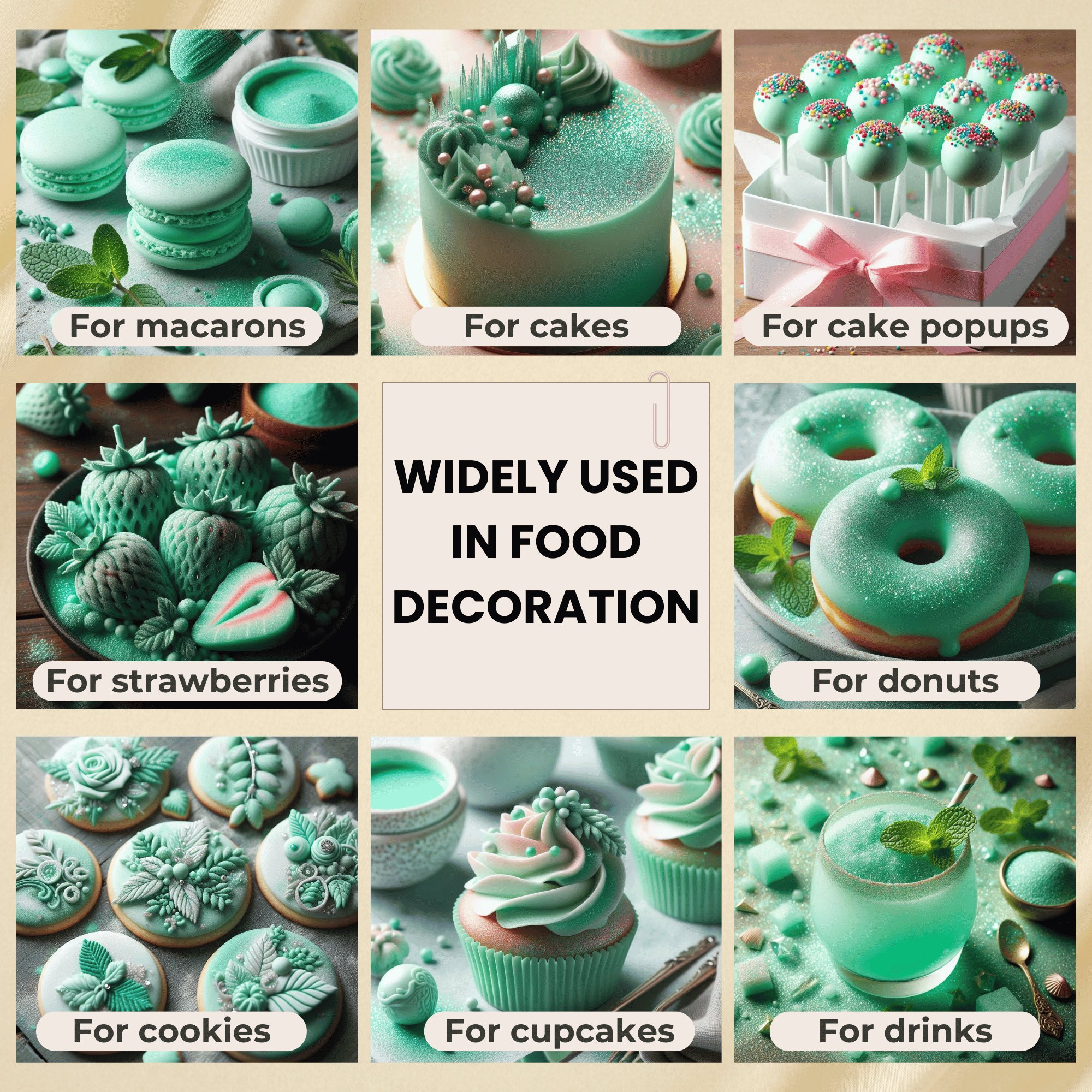 frost green edible luster dust 5 g