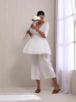 Thumbnail for trueBrowns White Slub Texture Short Angrakha Co-Ord Set - Distacart