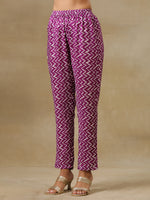 Thumbnail for trueBrowns Purple Bandhani Printed Silk One Shoulder Kurta Pant Set - Distacart