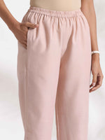 Thumbnail for trueBrowns Light Pink Slub Kurta Set