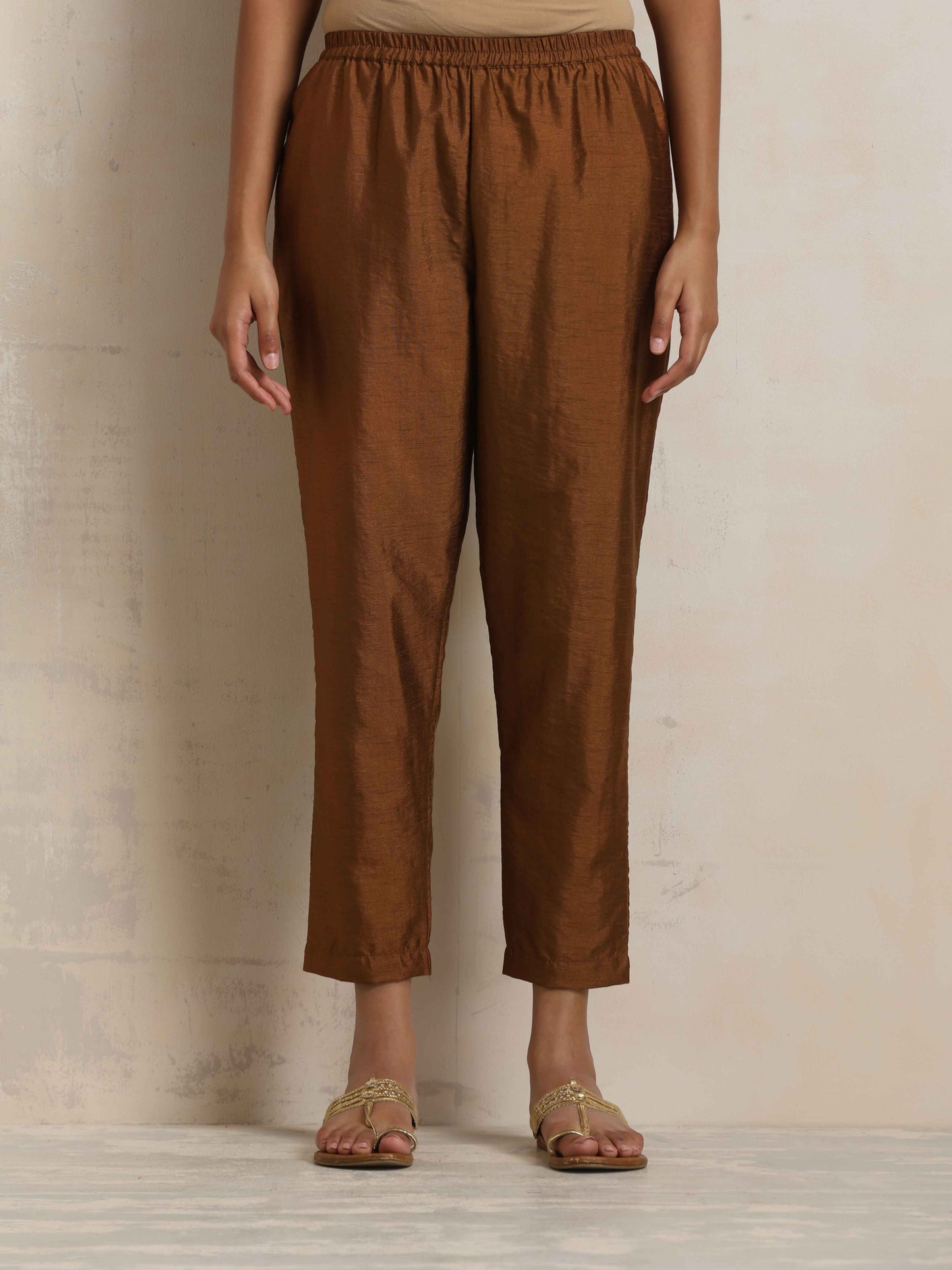trueBrowns Brown Silk Co-ord Set - Distacart