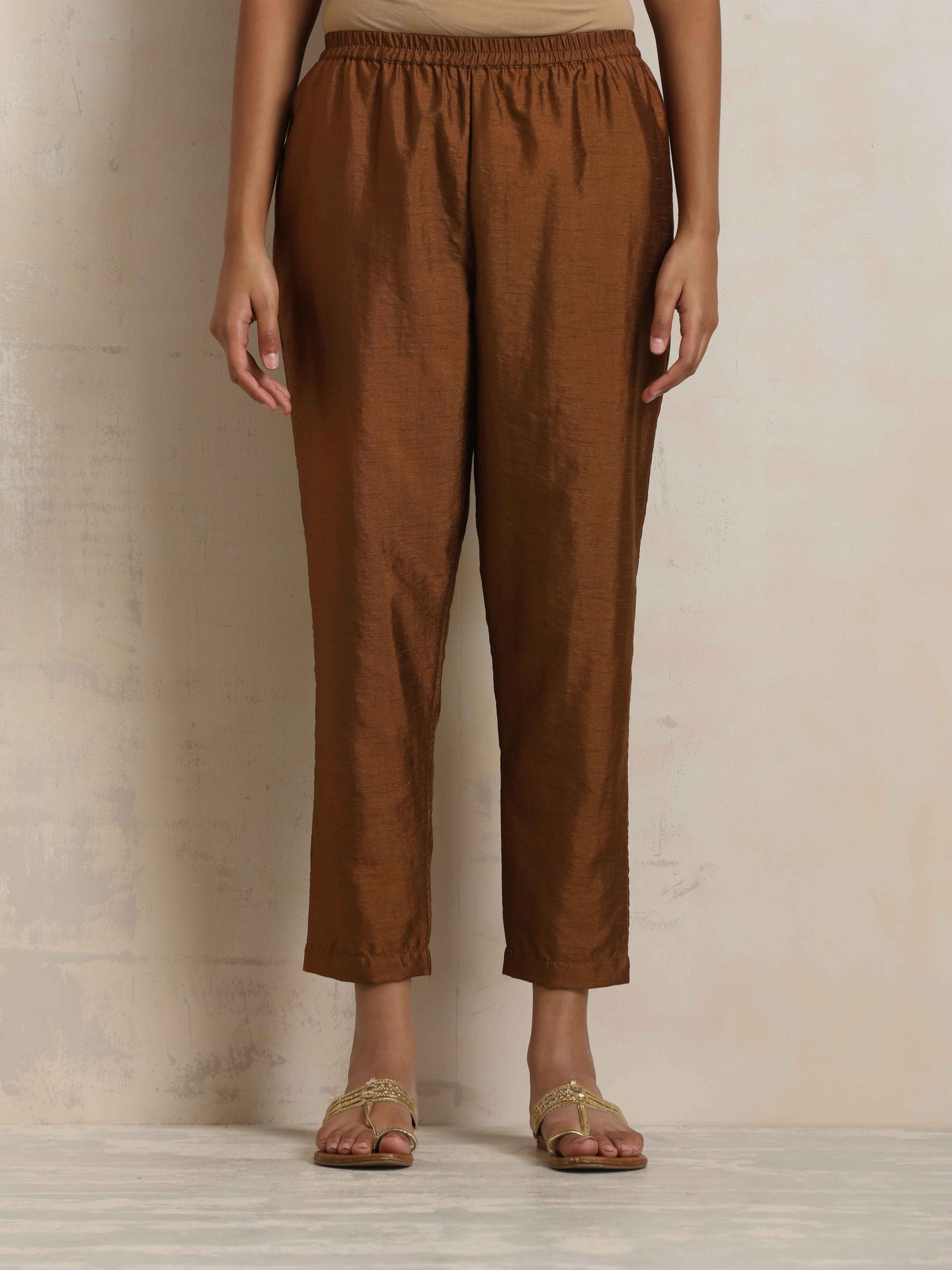 trueBrowns Brown Silk Co-ord Set - Distacart