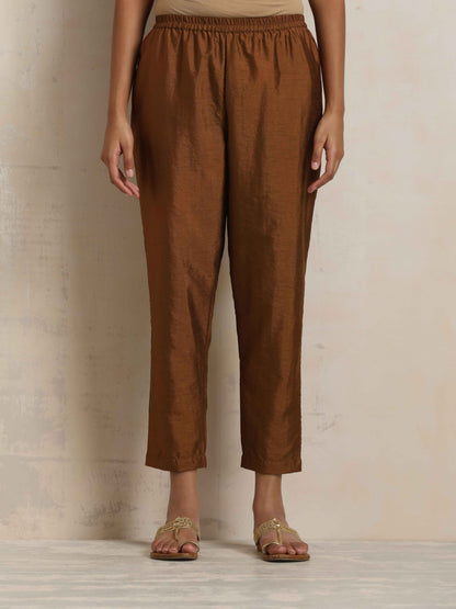 trueBrowns Brown Silk Co-ord Set - Distacart