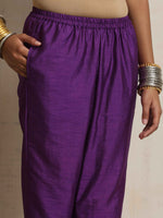 Thumbnail for trueBrowns Purple Silk Anarkali Flared Kurta Set - Distacart