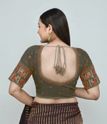 Thumbnail for Joban Fashion Women's Green Embroidered Stitched Blouse