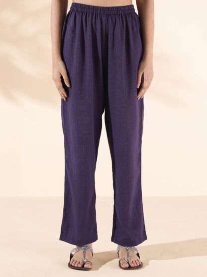 trueBrowns Purple Cotton Flared Co-ord Set - Distacart