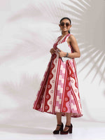 Thumbnail for trueBrowns Pink Cotton Abstract Print Dress