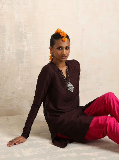 trueBrowns Cola Silk Kurta Co-ord Set - Distacart