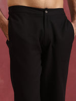 Thumbnail for trueBrowns Men's Black Cotton Dobby Kurta Co-ord Set