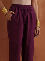 Thumbnail for trueBrowns Pink Metallic Flared Anarkali Kurta Set