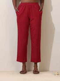 Thumbnail for trueBrowns Maroon Cotton Linen Co-Ord Set