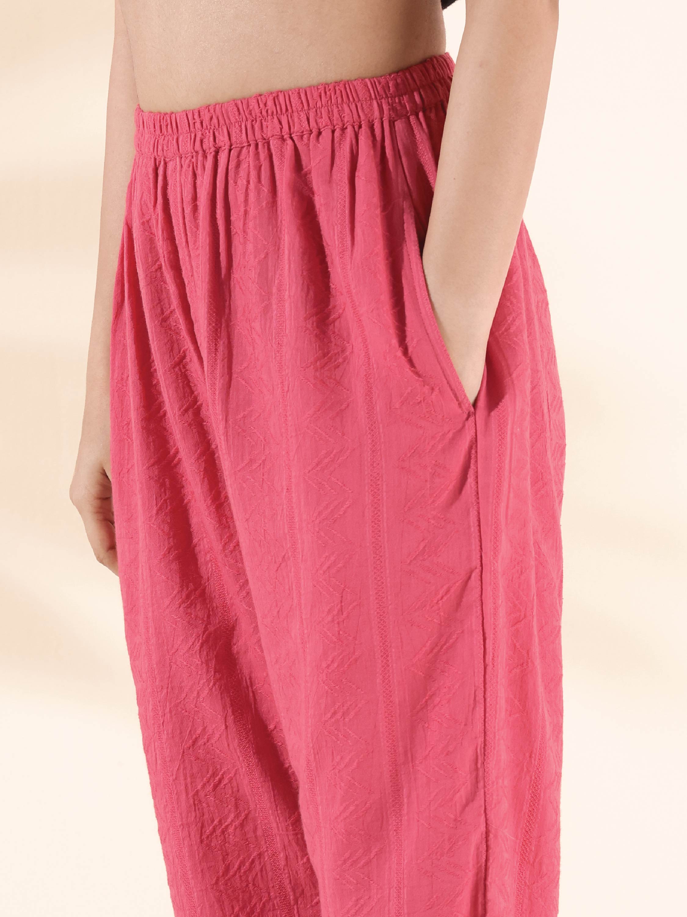 trueBrowns Pink Cotton Dobby Oversized Co-ord Set - Distacart