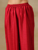 Thumbnail for trueBrowns Maroon Textured Silk Front Placket Co-Ord Set - Distacart